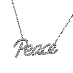 Tiffany & Co. Paloma Picasso Graffiti Peace 18k White Gold Diamond Pendant Necklace