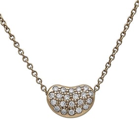 Tiffany & Co. Elsa Peretti Bean 18k Rose Gold Diamond Pendant Necklace