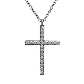 Tiffany & Co. 18k White Gold Diamond Cross Pendant Necklace