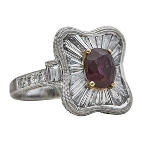 18k White and Yellow Gold Ruby and Diamond Ballerina Ring