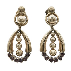 18k Yellow Gold Ruby Dangle Drop Earrings