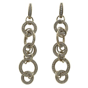 Di Modolo 18k Yellow Gold Diamond Huggie Hoop Earrings with Removable Diamond Intertwined Circle