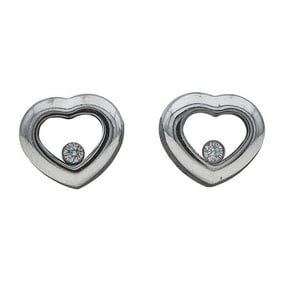 Chopard Happy Diamond 18k White Gold Diamond Heart Stud Earrings