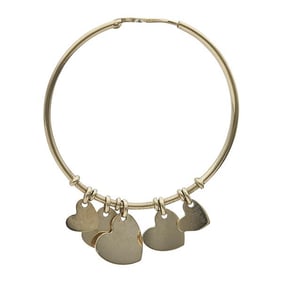 Dior 18k Yellow Gold Heart Charm Hoop Earrings