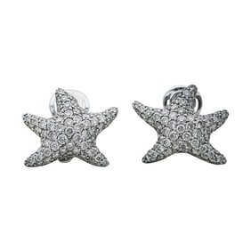 18k White Gold Diamond Starfish Earrings