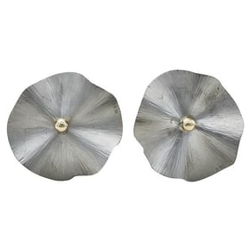 Niessing Platinum and 24k Yellow Gold Fan Earrings