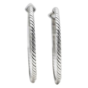 David Yurman Cable Sterling Silver Hoop Earrings with 14k Gold Posts