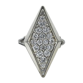 14k White Gold Diamond Navette Ring