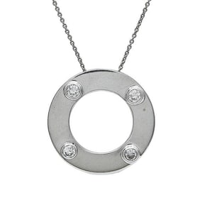 14k White Gold Diamond Circle Pendant Necklace