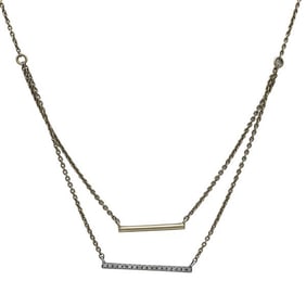 14k Yellow and White Gold Diamond Bar Layered Necklace