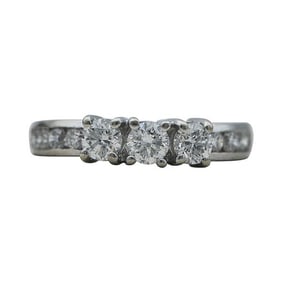 14k White Gold Three Stone Diamond Engagement Ring