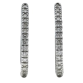 Sonia B. 14k White Gold Diamond Hoop Earrings