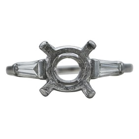 Platinum Tapered Baguette-Shaped Diamond Engagement Ring Setting