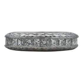 Platinum Princess-Cut Diamond Laurel Wreath Design Eternity Band Ring