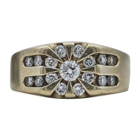 14k Yellow Gold Diamond Flower Ring