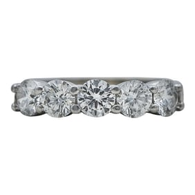 14k White Gold 5 Stone Diamond Band Ring