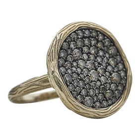 14k Yellow Gold Light Brown Diamond Cluster Disc Ring