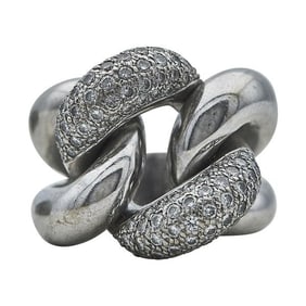 18k White Gold Pavé Diamond Knot Ring