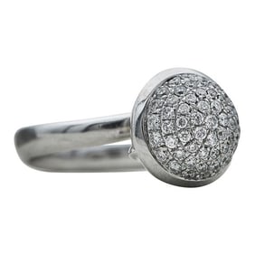 18k White Gold Diamond Hemisphere Ring