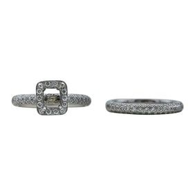 Derco Platinum Diamond Cushion Engagement Ring Setting and Wedding Band Ring