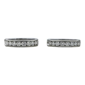Set of 2 14k White Gold Channel-Set Diamond Band Rings