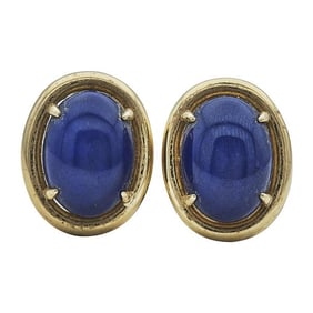 Gump's 18k Yellow Gold Bezel-Set Lapis Lazuli Earrings