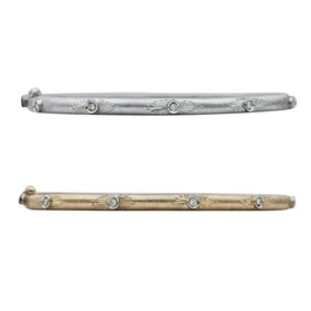 Set of 2 18k Rose and White Gold Diamond Hinged Bangle Bracelets