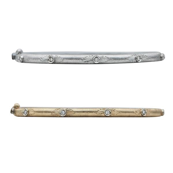 Set of 2 18k Rose and White Gold Diamond Hinged Bangle Bracelets (1 of 5)