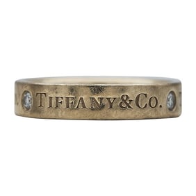 Tiffany & Co. 18k Rose Gold Diamond Logo Band Ring