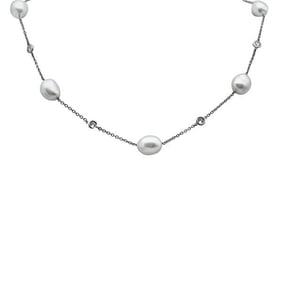 Tiffany & Co. Elsa Peretti Pearls by the Yard Platinum Freshwater Pearl and Diamond Necklace