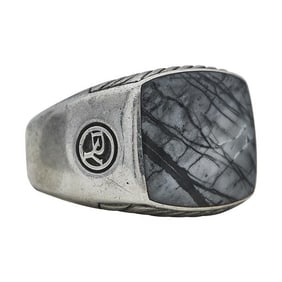 David Yurman Sterling Silver Picasso Jasper Signet Ring