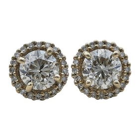 14k Rose Gold Diamond 3.06 ctw Halo Stud Earrings