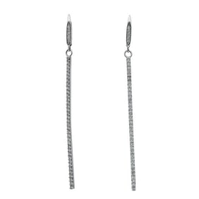 14k White Gold Diamond Bar Drop Earrings
