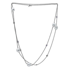 Tiffany & Co. Elsa Peretti Pearls by the Yard Sprinkle Platinum Freshwater Pearl, Pink Sapphire