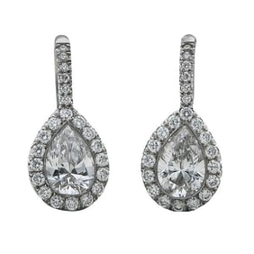 Kwiat 18k White Gold Diamond Halo Pear-Shaped Drop Earrings
