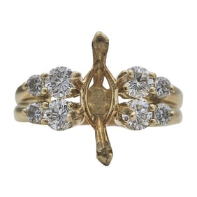 18k Yellow Gold Diamond Marquise Engagement Ring Setting