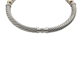 David Yurman Cable Buckle Sterling Silver and 14k Yellow Gold Ruby Cabochon Choker Necklace