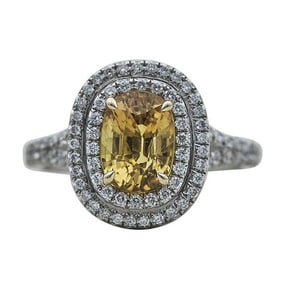 Tiffany & Co. Soleste Platinum and 18k Yellow Gold Yellow Sapphire and Diamond Engagement Ring