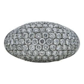 14k White Gold Diamond Dome Ring