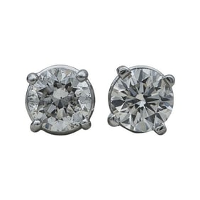 14k White Gold Diamond 2.01 ctw 4 Prong Stud Earrings