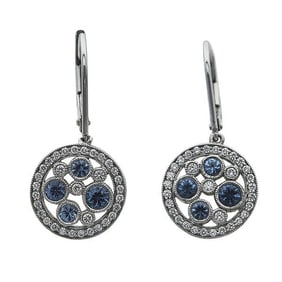 Tiffany & Co. Cobblestone Platinum Diamond and Sapphire Drop Earrings