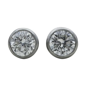 Platinum Bezel-Set Diamond 1.00 ctw Stud Earrings