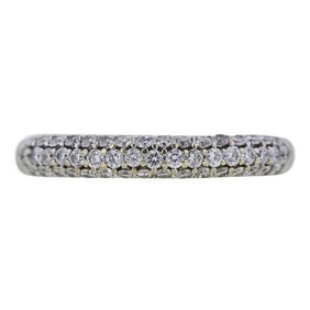14k White Gold 3 Row Diamond Band Ring