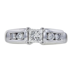 14k White Gold Princess-Cut Diamond Engagement Ring