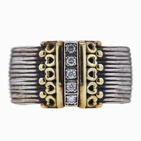 Konstantino Sterling Silver and 18k Yellow Gold Diamond Band Ring