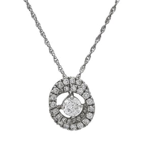 14k White Gold Diamond Pendant Necklace