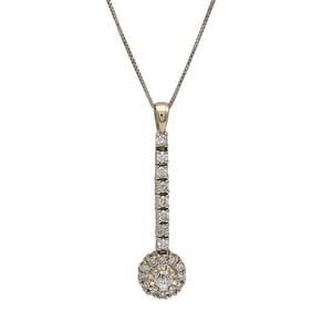 14k Yellow Gold Crown of Light Diamond Articulated Drop Pendant Necklace