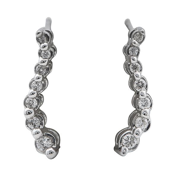 10k White Gold Graduated Diamond Drop Earrings (1 of 3)