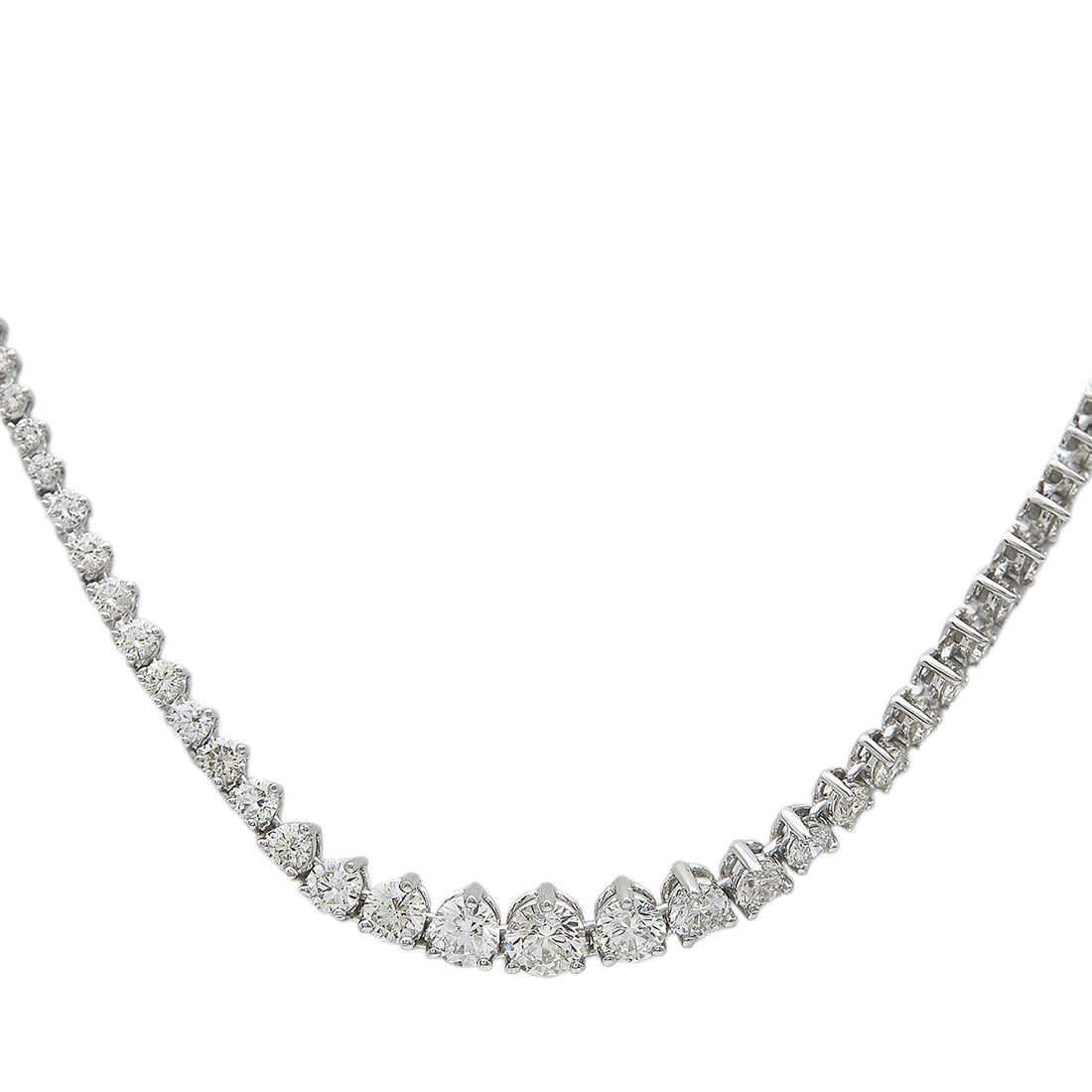 14k White Gold Diamond 6.33 ctw 3 Prong Rivière Necklace