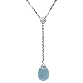 Tiffany & Co. Rainbow Drops 18k White Gold Aquamarine Lariat Pendant Necklace